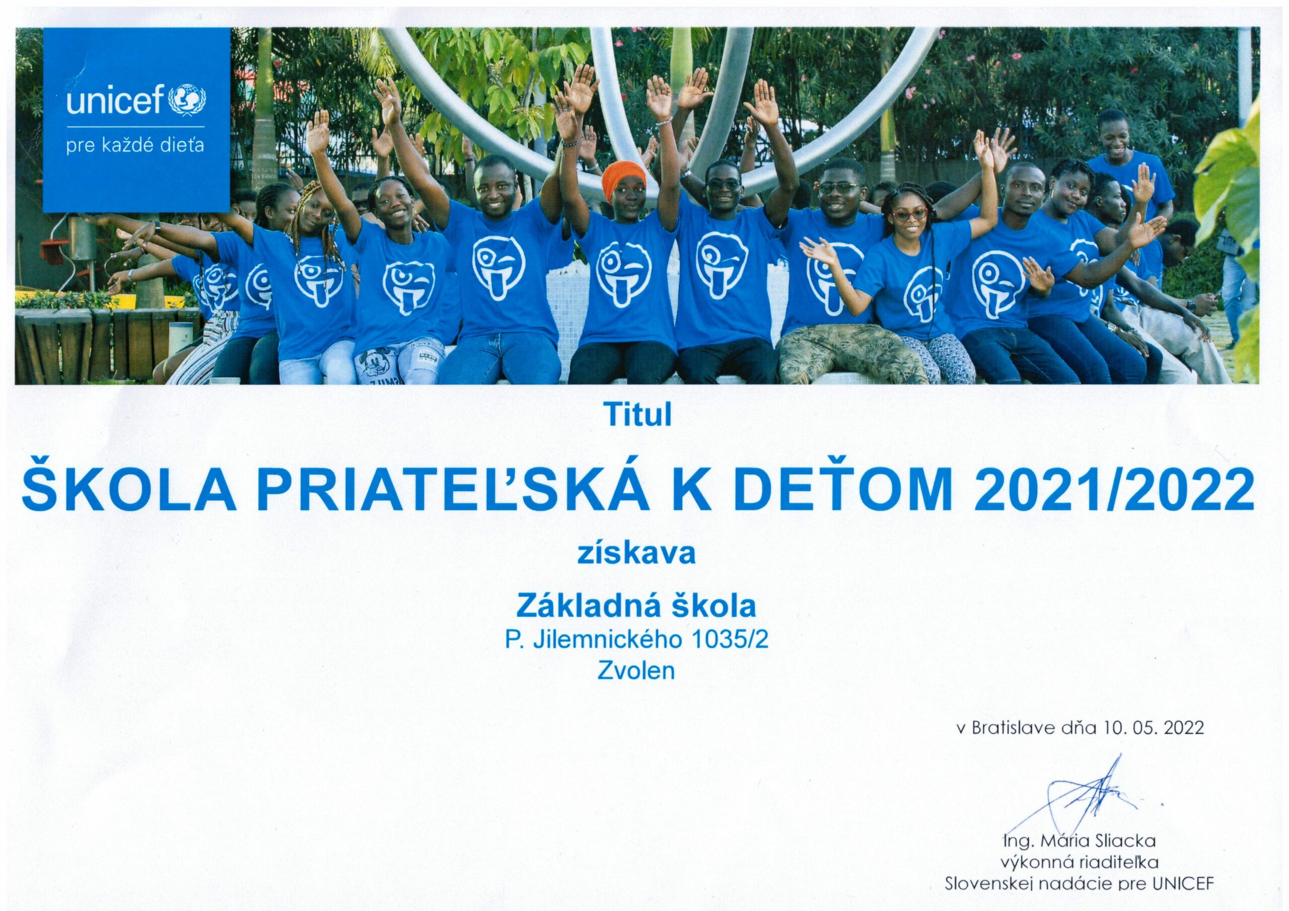You are currently viewing Získali sme titul Škola priateľská k deťom 2021/2022