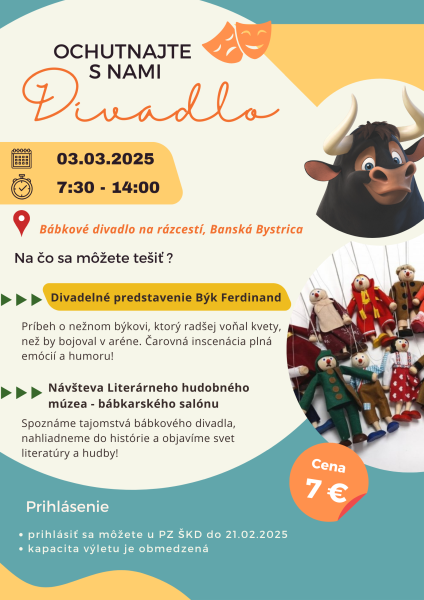 You are currently viewing Výlet ŠKD – ochutnajte s nami divadlo (3.3.2025)
